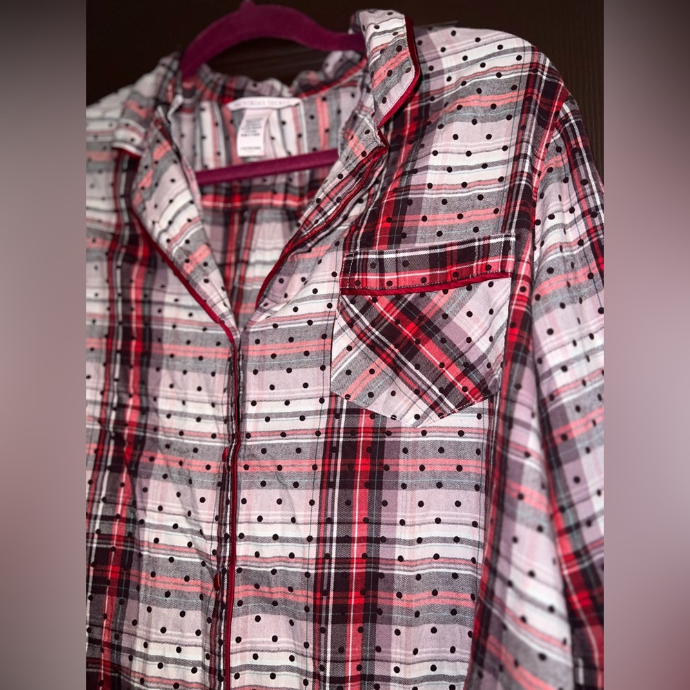 Victoria's Secret Red and Black Plaid Pajama shirt dress Large
